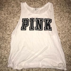 White and black tank top by Pink